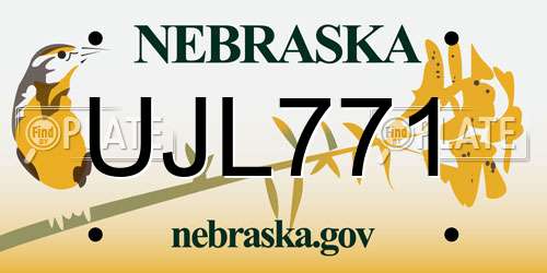 UJL771 Nebraska License Plate