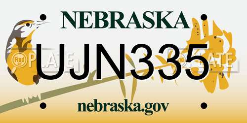 UJN335 Nebraska License Plate