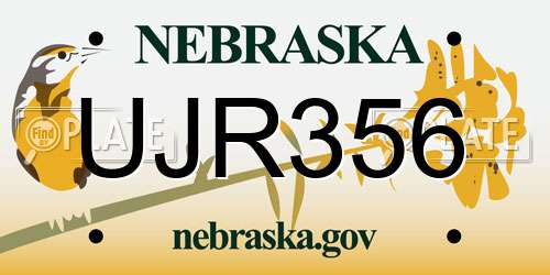 UJR356 Nebraska License Plate