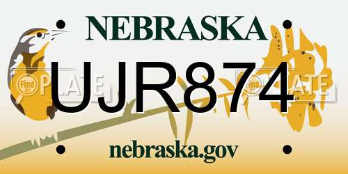 UJR874 Nebraska License Plate