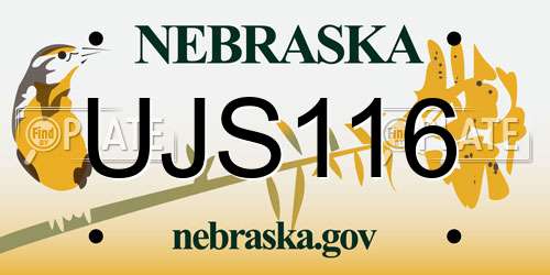 UJS116 Nebraska License Plate