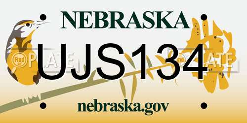 UJS134 Nebraska License Plate