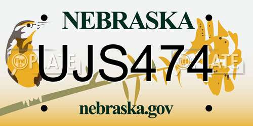 UJS474 Nebraska License Plate