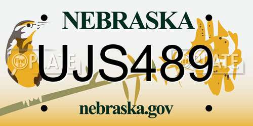 UJS489 Nebraska License Plate