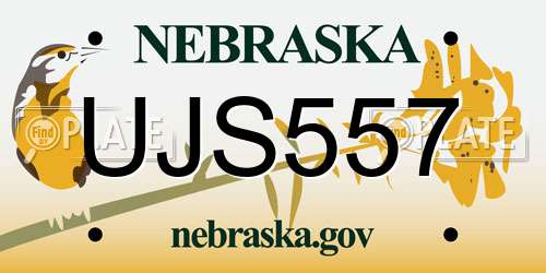 UJS557 Nebraska License Plate