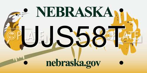 UJS58T Nebraska License Plate