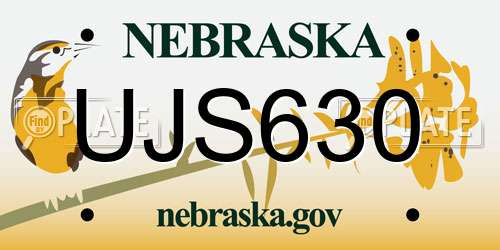 UJS630 Nebraska License Plate