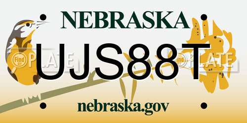 UJS88T Nebraska License Plate
