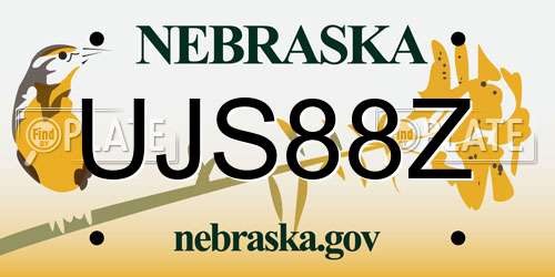 UJS88Z Nebraska License Plate