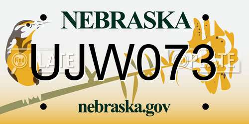 UJW073 Nebraska License Plate