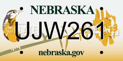 UJW261 Nebraska License Plate