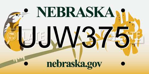 UJW375 Nebraska License Plate