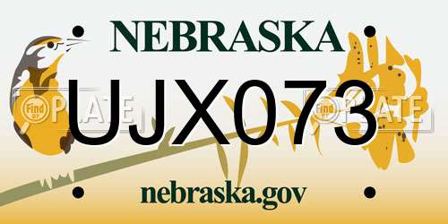 UJX073 Nebraska License Plate