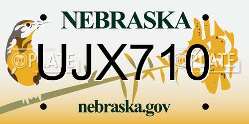 UJX710 Nebraska License Plate