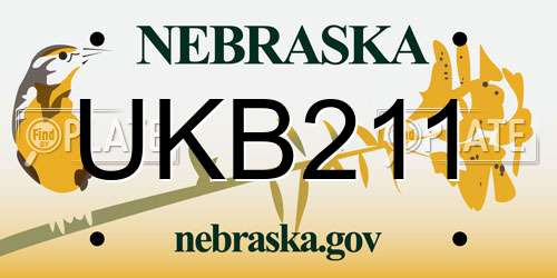 UKB211 Nebraska License Plate