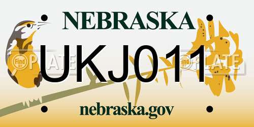 UKJ011 Nebraska License Plate
