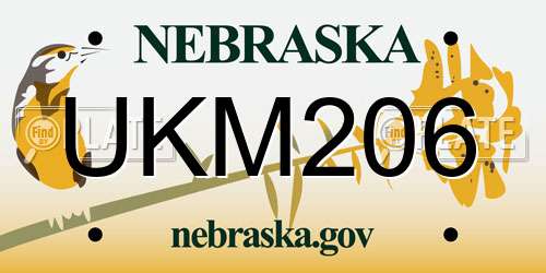 UKM206 Nebraska License Plate