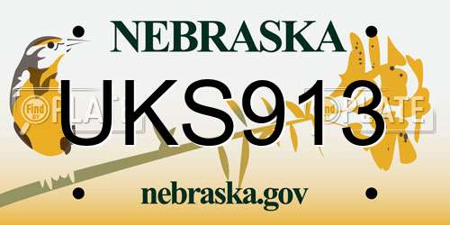 UKS913 Nebraska License Plate