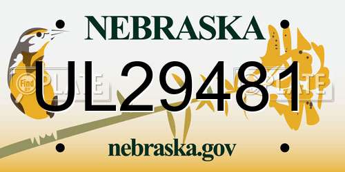 UL29481 Nebraska License Plate