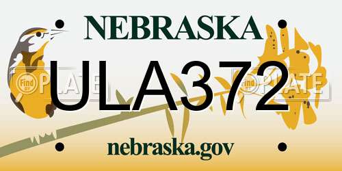 ULA372 Nebraska License Plate