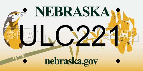 ULC221 Nebraska License Plate