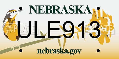ULE913 Nebraska License Plate