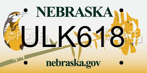ULK618 Nebraska License Plate