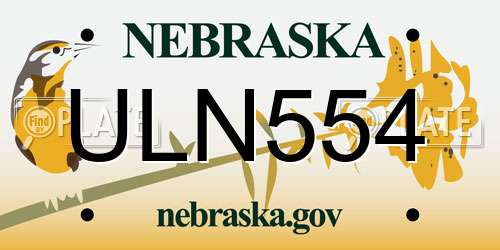 ULN554 Nebraska License Plate