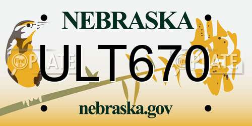 ULT670 Nebraska License Plate