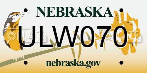 ULW070 Nebraska License Plate