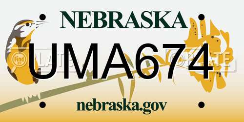 UMA674 Nebraska License Plate