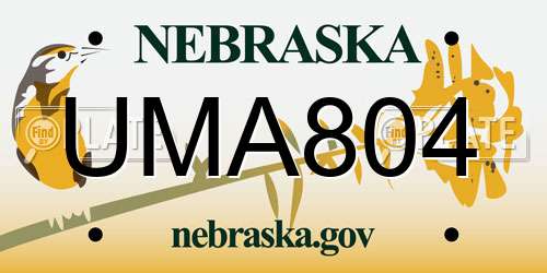 UMA804 Nebraska License Plate