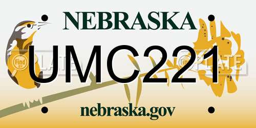 UMC221 Nebraska License Plate
