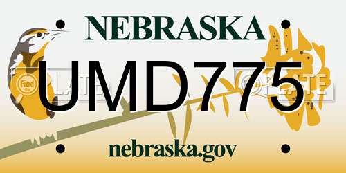 UMD775 Nebraska License Plate