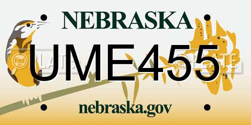 UME455 Nebraska License Plate