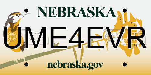 UME4EVR Nebraska License Plate