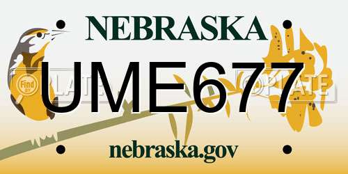 UME677 Nebraska License Plate