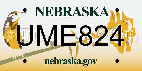 UME824 Nebraska License Plate