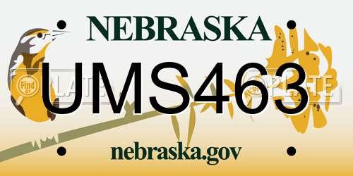 UMS463 Nebraska License Plate