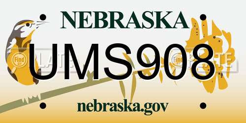 UMS908 Nebraska License Plate