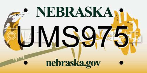 UMS975 Nebraska License Plate