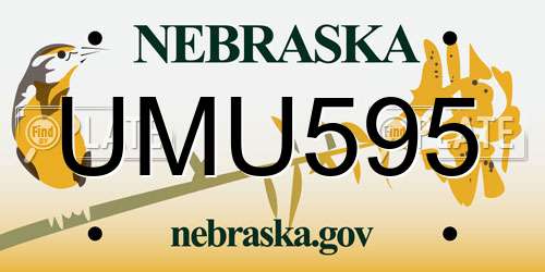 UMU595 Nebraska License Plate