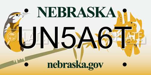 UN5A6T Nebraska License Plate