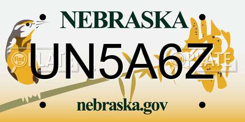 UN5A6Z Nebraska License Plate