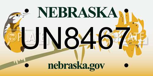 UN8467 Nebraska License Plate