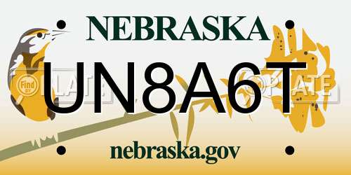 UN8A6T Nebraska License Plate