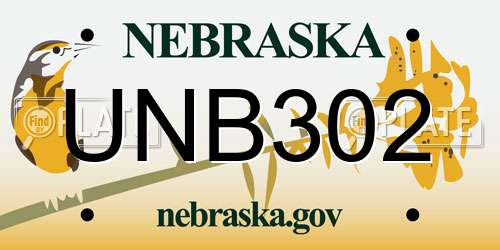 UNB302 Nebraska License Plate