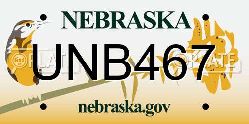 UNB467 Nebraska License Plate