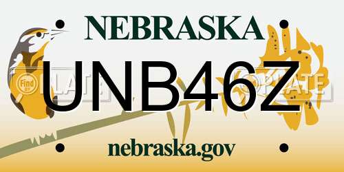 UNB46Z Nebraska License Plate