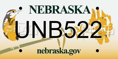 UNB522 Nebraska License Plate